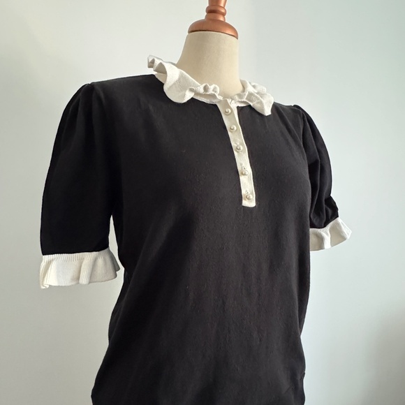 Cece - Black and White Light Knit Sweater - Picture 3 of 8